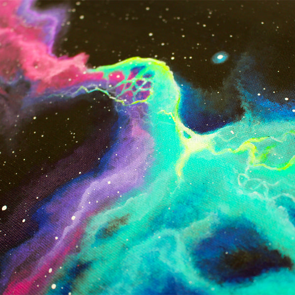Galaxy Neon Lighting Clouds Original Canvas Painting Wall Art