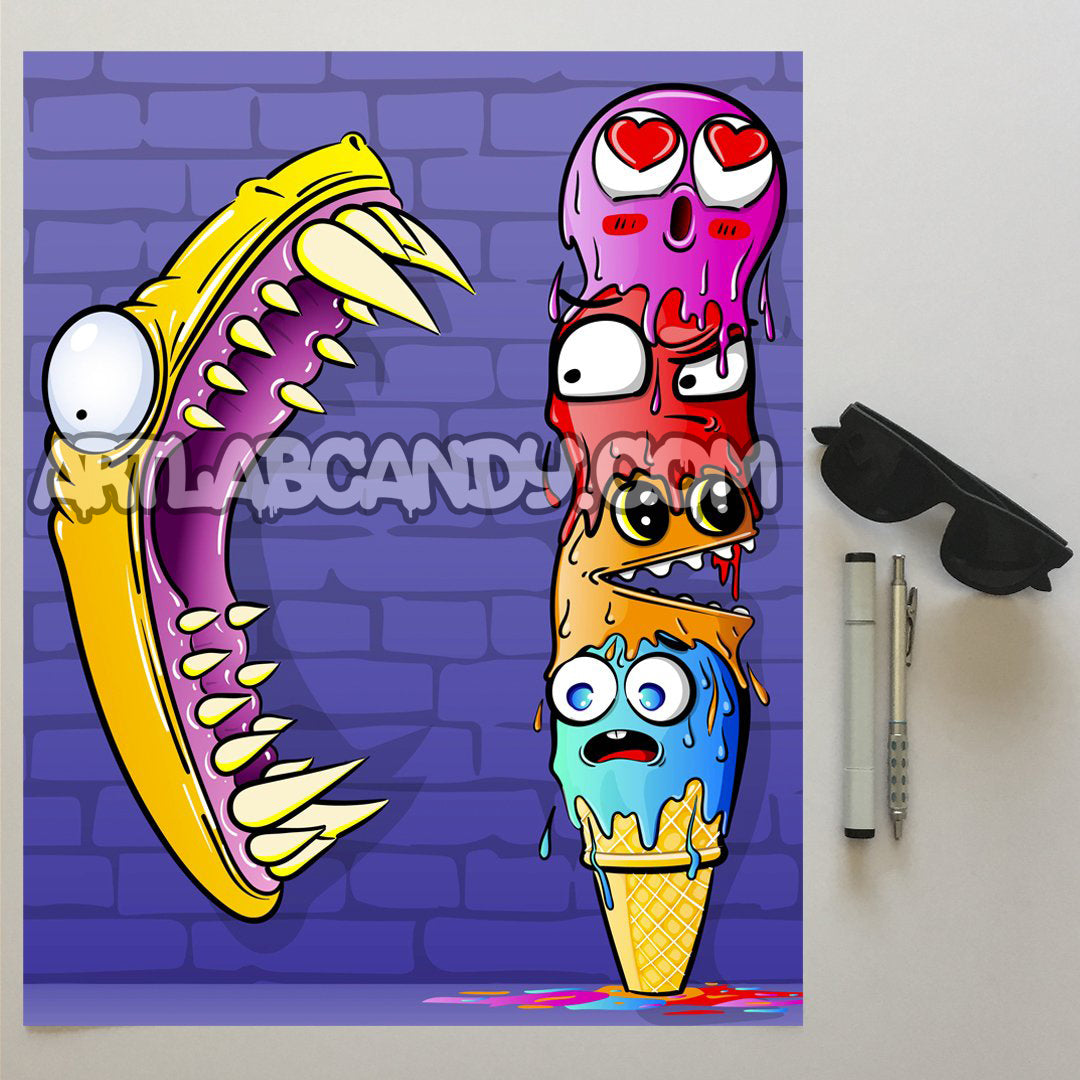 SpiceBoi Ghost Ice Cream Cone Print Wall Art – Art Lab Candy