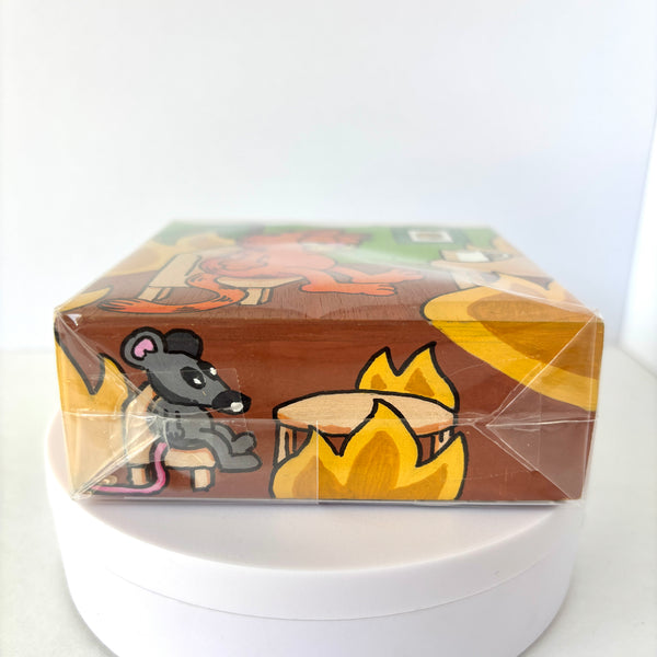 Garfield "This Is Fine" Original Wood Block Panel Acrylic Painting Desk Art