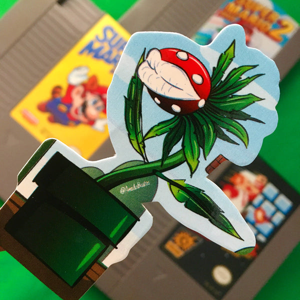 Super Mario Bros. Piranha Plant Inspired Screen Printed Stickers