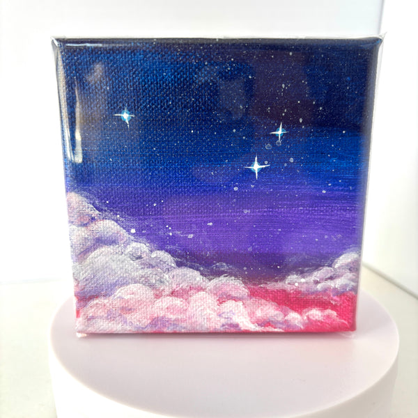 Pink Cotton Candy Clouds Original Canvas Painting Wall Art