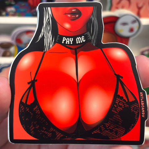 Pay Me Devil Pop Art Girl Lingerie Sticker