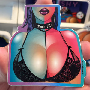 F* Me Blue Pink Pop Art Girl Lingerie Sticker