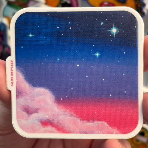 Pink Cotton Candy Clouds Painting Sticker