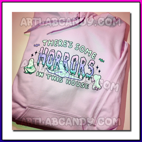 There's Some Horrors In This House Pastel PRINTS, STICKERS, KEYCHAINS and HOODIES