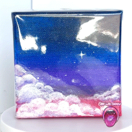 Pink Cotton Candy Clouds Original Canvas Painting Wall Art