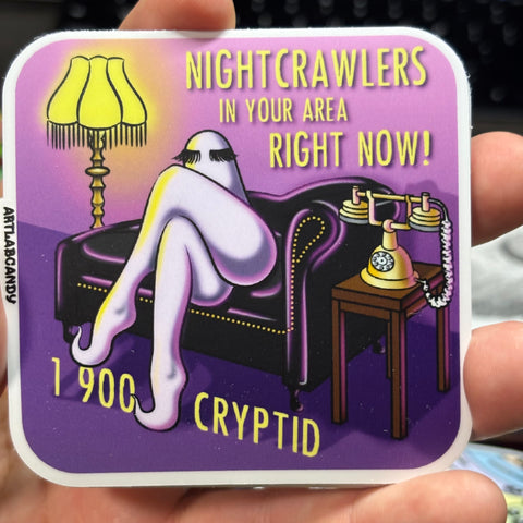 Cryptids in Your Area Right Now! Fresno NightCrawler Cryptid Art Stickers