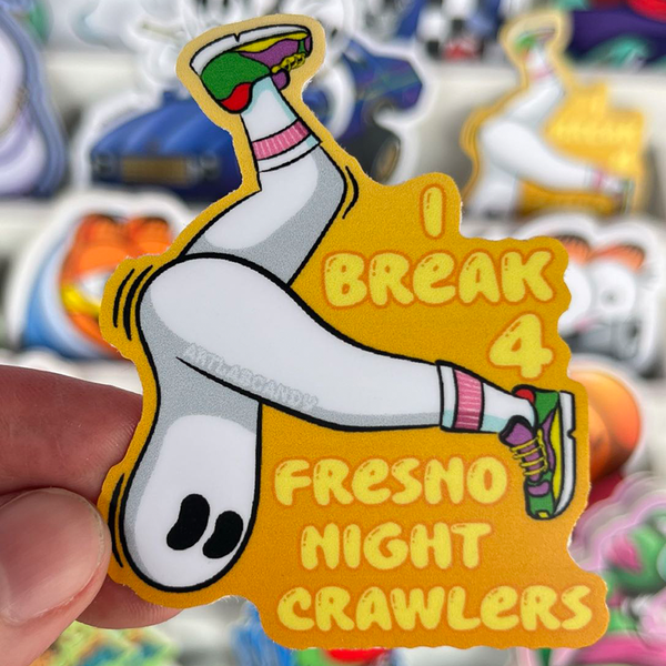 I Break for Fresno Night Crawler Cryptid Art Stickers