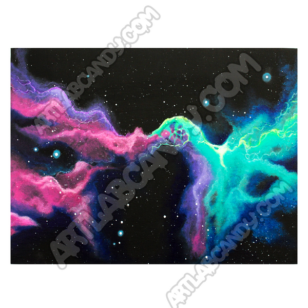 Galaxy Neon Lighting Clouds Painting Print Wall Art and Sticker