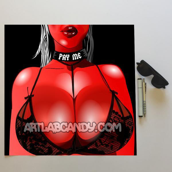 Pay Me Devil Pop Art Girl Lingerie Print Wall Art