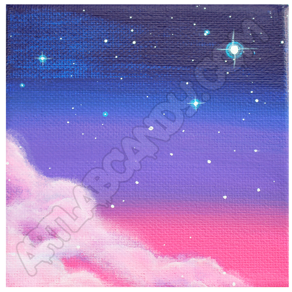 Pink Cotton Candy Clouds Painting Print Wall Art and Stickers