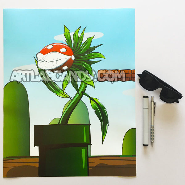 Piranha Plant Super Mario Bros Nintendo Inspired Print Wall Art