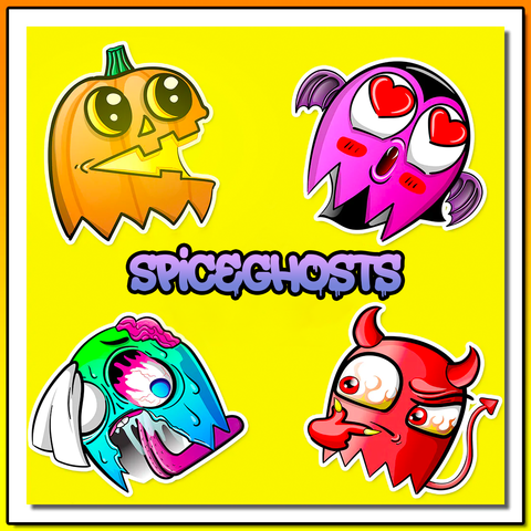 Spooky 4 Pac Ghost Attack Pac-Boi Stickers
