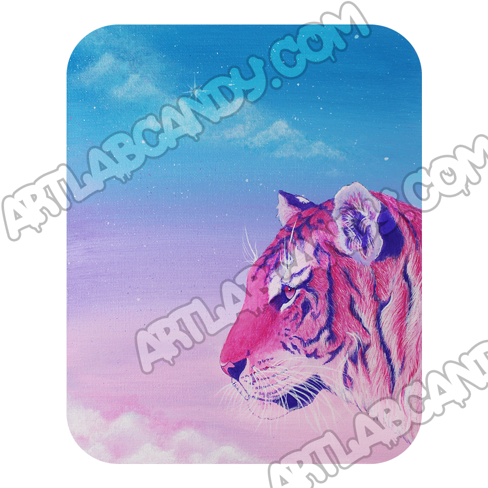 Pink Tiger In The Sky Painting Stickers